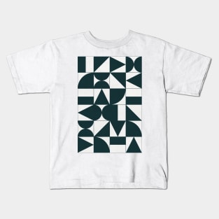 My Favorite Geometric Patterns No.17 - Green Tinted Navy Blue Kids T-Shirt